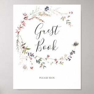 Póster Elegante Botánico de Fiesta   Letrero de Libro de 