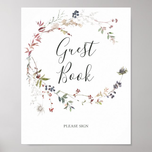 Póster Elegante Botánico de Fiesta | Letrero de Libro de  (Frente)