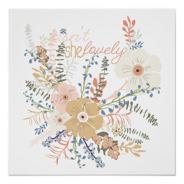 Póster Elegante Bouquet Floral Girly Diciendo Bonita Foto (Anverso)