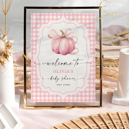 Póster Elegante Bow Rosa Bow Pumpkin Baby Shower Bienveni
