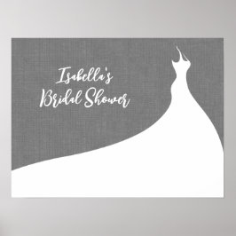 Póster Elegante Bridal Shower Poster lino gris