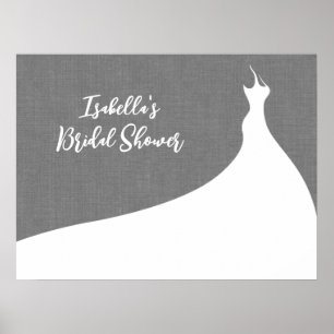Póster Elegante Bridal Shower Poster lino gris