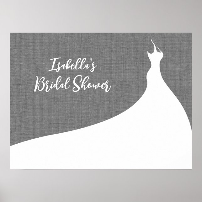 Póster Elegante Bridal Shower Poster lino gris (Frente)