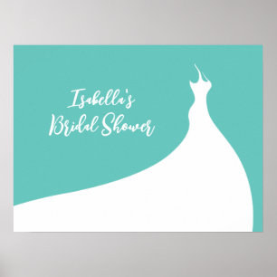 Póster Elegante Bridal Shower Poster turquesa