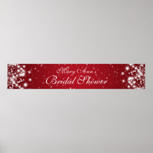 Póster Elegante Bridal Shower Winter Sparkle Red