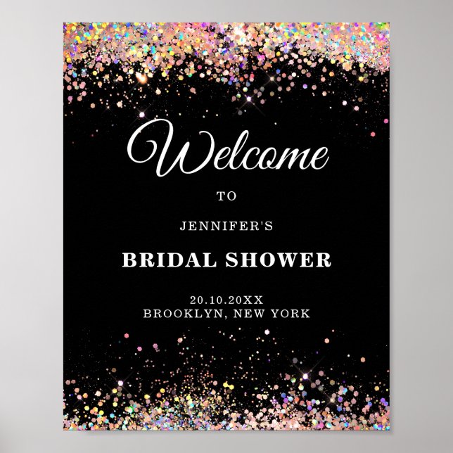 Póster Elegante brillo holográfico DESPEDIDA DE SOLTERA N (Frente)