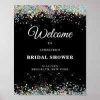 Elegante brillo holográfico DUCHA NUPCIAL Negra