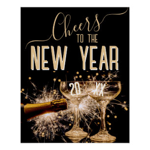 Póster Elegante “Brindis por el Año Nuevo” 