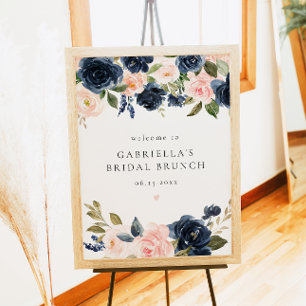 Póster Elegante brunch floral de la marina Rubor bienveni