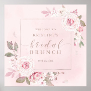 Póster Elegante Brunch Nupcial de Bienvenida con Rosas Ro