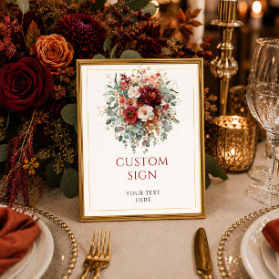 Póster Elegante Burgundy Oro Floral Otoño personalizado 8