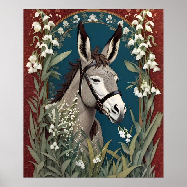 Póster Elegante burro y Lily de las Flores del Valle (Frente)