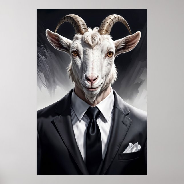 Póster Elegante caballero cabra en escena de retrato form (Frente)