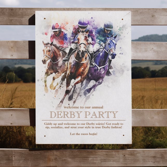 Póster Elegante caballo de raza Derby Fiesta Ecuestre (Join the winner's circle with our Derby Race Invitation Collection! )