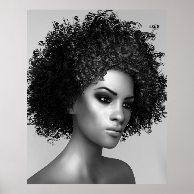 Póster Elegante cabello afro (Frente)