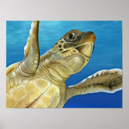 Póster Elegante Cabeza de Loggerhead Sea Turtle