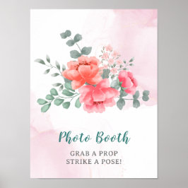 Póster Elegante cabina de fotos con acuarela rosa