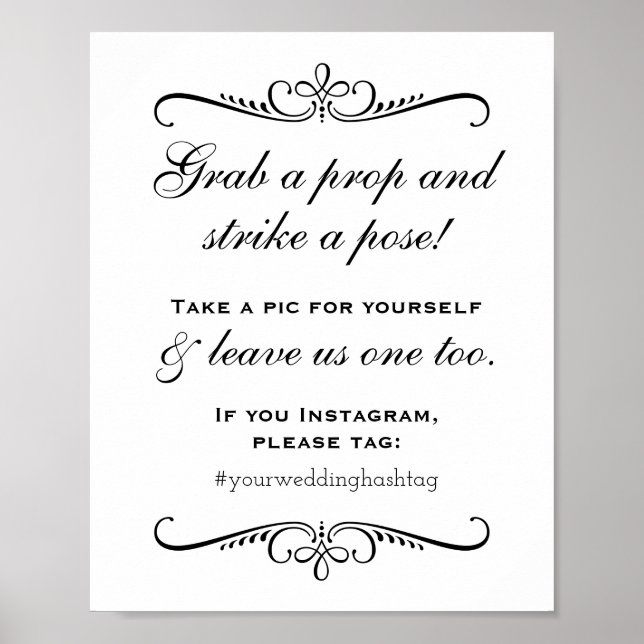 Póster Elegante cabina de fotos de boda con accesorios ne (Frente)