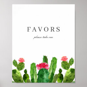 Póster Elegante Cactus Garden Wedding Favorece el Rótulo