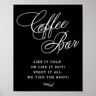 Póster Elegante café bar caligrafía blanca Tabla de Mod