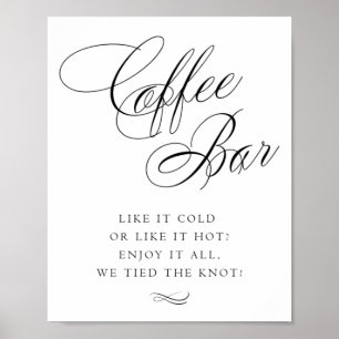 Póster Elegante café bar caligrafía negra Tabla de Moda