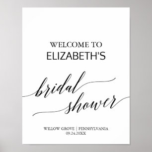 Póster Elegante caligrafía - Bienvenida a la ducha de nov