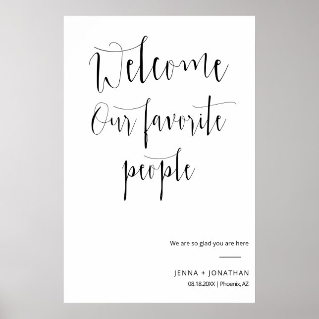 Póster Elegante caligrafía Bienvenida Boda Ceremonia Rótu (Frente)