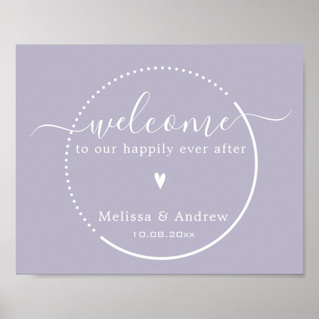 Póster Elegante caligrafía - Bienvenida Boda Lavender (Frente)