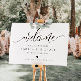 Póster Elegante caligrafía Bienvenida Rótulo Boda
