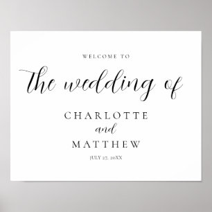Póster Elegante caligrafía Bienvenido Boda Poster