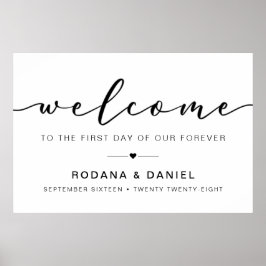 Póster Elegante caligrafía Bienvenido Rótulo Boda