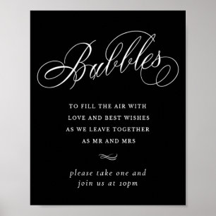Póster Elegante caligrafía blanca de burbujas Tabla de
