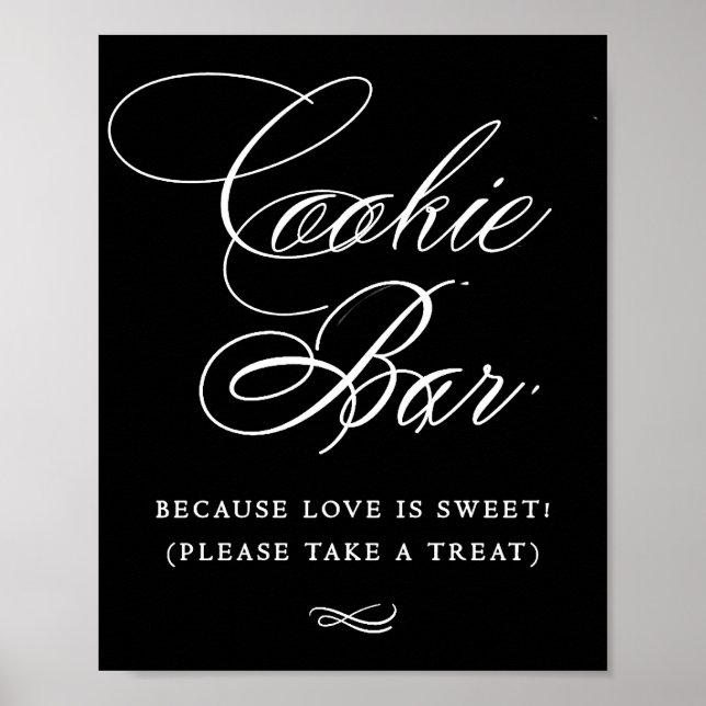 Póster Elegante caligrafía blanca del Cookie Bar | Tabla  (Frente)