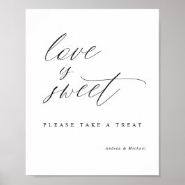 Póster Elegante caligrafía Boda Amor es Rótulo dulce