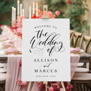 Póster Elegante caligrafía Boda clásico signo de bienveni