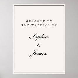 Póster Elegante caligrafía Boda de bienvenida de marco ne