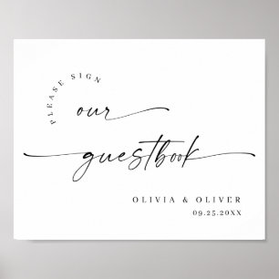 Póster Elegante caligrafía Boda de bienvenida Minimalista