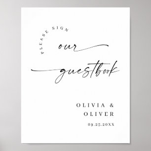 Póster Elegante caligrafía Boda de bienvenida Minimalista