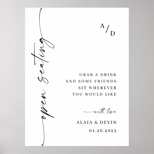 Póster Elegante caligrafía Boda de bienvenida Minimalista (Frente)