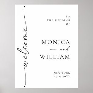 Póster Elegante caligrafía Boda de bienvenida Minimalista