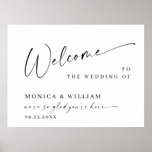Póster Elegante caligrafía Boda de bienvenida Minimalista