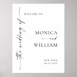 Póster Elegante caligrafía Boda de bienvenida Minimalista