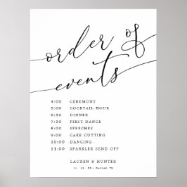 Póster Elegante caligrafía Boda Orden de eventos Rótulo