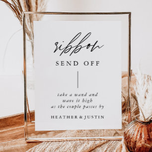 Póster Elegante caligrafía Boda Ribbon Rótulo de desconex