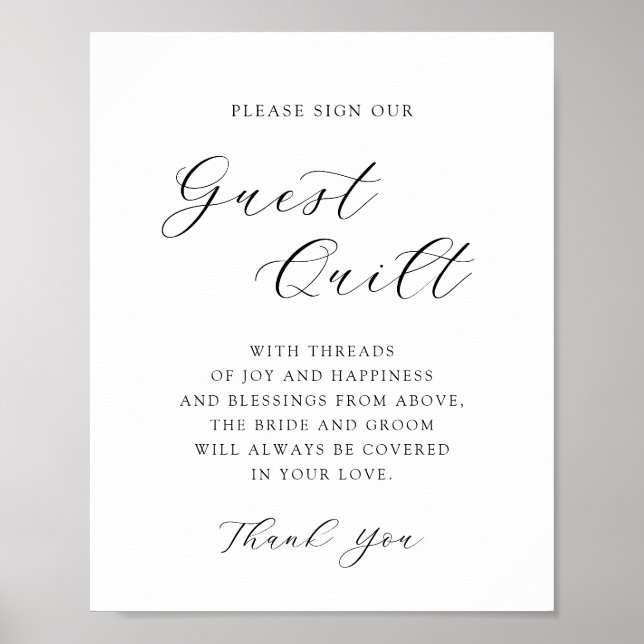 Póster Elegante caligrafía Boda Rótulo Guest Quilt (Frente)