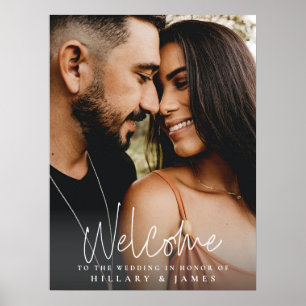 Póster Elegante caligrafía Boda signo de bienvenida Poste