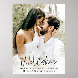 Póster Elegante caligrafía Boda signo de bienvenida Poste