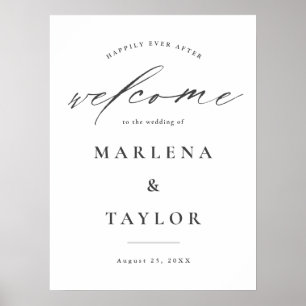 Póster Elegante caligrafía Boda simple bienvenida