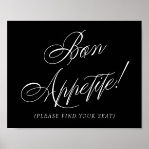 Póster Elegante caligrafía bon appetita blanca Asientos