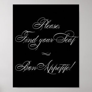 Póster Elegante caligrafía bon appetita blanca Buscar a